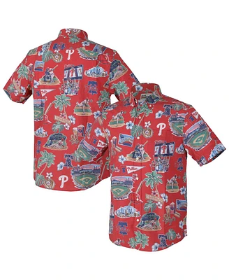 Reyn Spooner Men's Red Philadelphia Phillies Scenic Tri-Blend Button-Down Shirt
