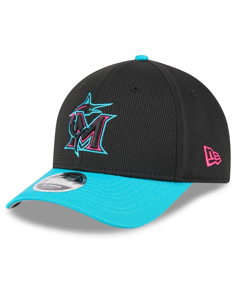 New Era Men's Black/Teal Miami Marlins 2025 City Connect Batting Practice 9FORTY M-Crown Adjustable Hat