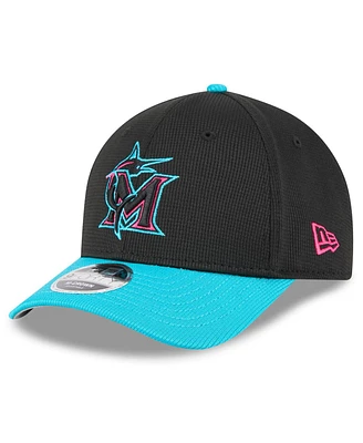New Era Men's Black/Teal Miami Marlins 2025 City Connect Batting Practice 9FORTY M-Crown Adjustable Hat