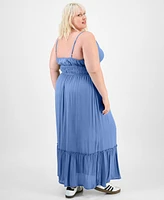 Full Circle Trends Trendy Plus Tie-Front Maxi Dress