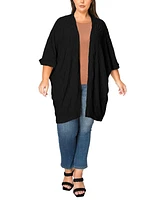 Coin 1804 Plus Spiral Wave Texture Dolman Cardigan Sweater