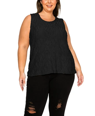 Coin 1804 Plus Spiral Wave Texture Tank Top