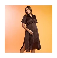 Estelle Mirage Oasis Satin Wrap Dress