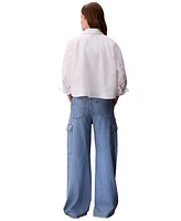 Calvin Klein Jeans Women's High-Rise Wide-Leg Cargo