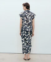 Mango Women's Knot Detail Printed Skirt