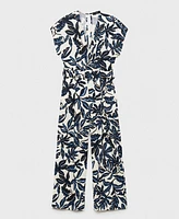 Mango Women's Belt Printed Linen Jumpsuit