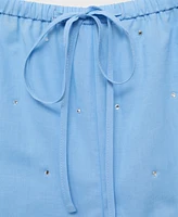 Mango Women's Rhinestone Detail Cotton Shorts