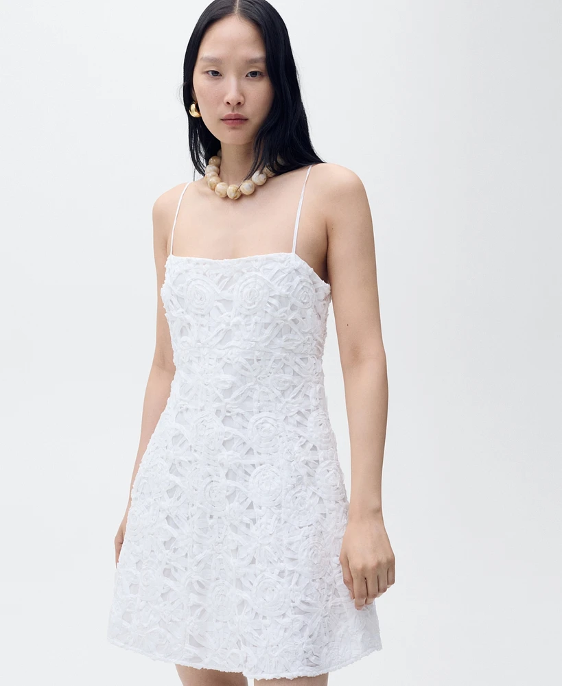 Mango Women's Short Floral Texture Dress