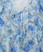 Mango Women's Floral Ruffled Blouse
