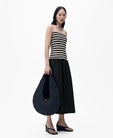 Mango Women's Combined Striped Strapless Dress