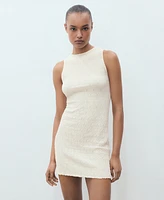 Mango Women's Fitted Textured Knit Dress
