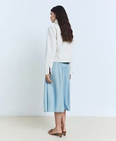 Mango Women's Gathered Detail Lyocell Midi Skirt