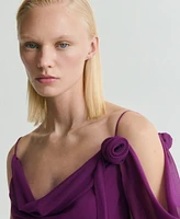 Mango Women's Flower Detail Draped Dress