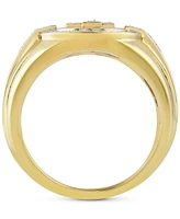 Men's Diamond Sunray Cross Ring (1/3 ct. t.w.) in Gold-Plated Sterling Silver
