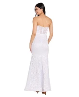 Morgan & Company Juniors' Glitter Lace Corset Gown