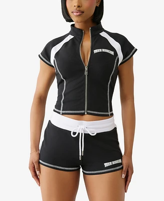 True Religion Women's Ss French Terry Zip Up Jacket