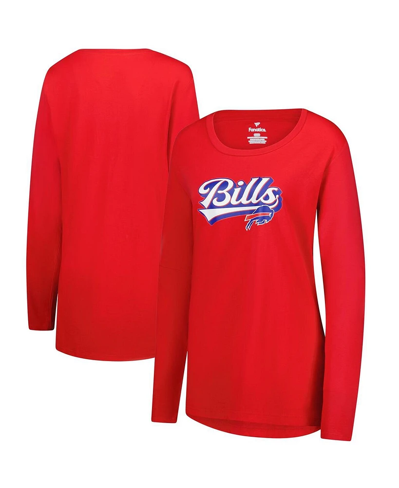 Fanatics Women's Red Buffalo Bills Long Sleeve Wordmark T-Shirt