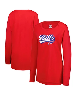 Fanatics Women's Red Buffalo Bills Long Sleeve Wordmark T-Shirt
