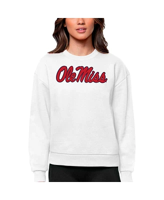 Antigua Women's White Ole Miss Rebels Victory Crewneck Pullover Sweatshirt