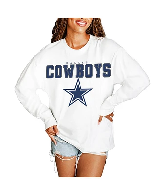Gameday Couture Women's White Dallas Cowboys Big Goals Oversized Long Sleeve T-Shirt