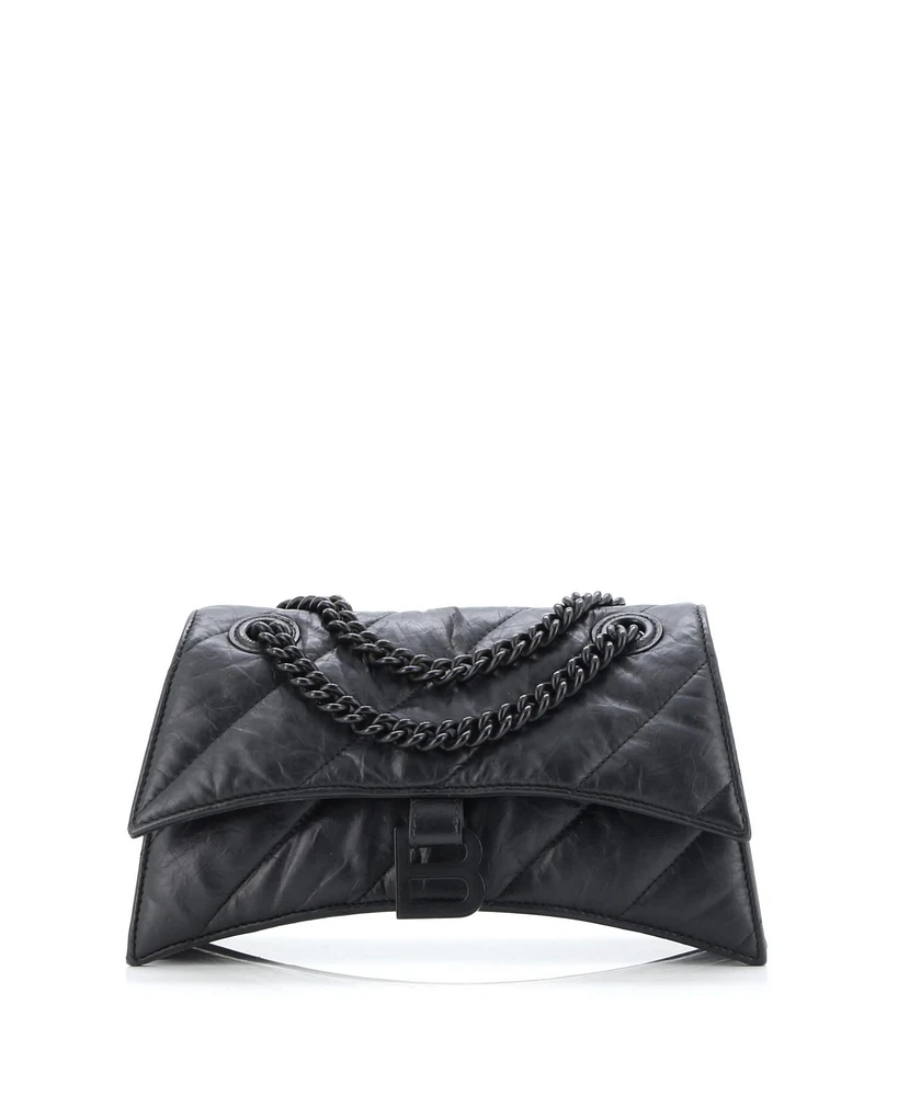 Pre-Owned Balenciaga Small Crush Chain Flap Bag Quilted Crushed Calfskin