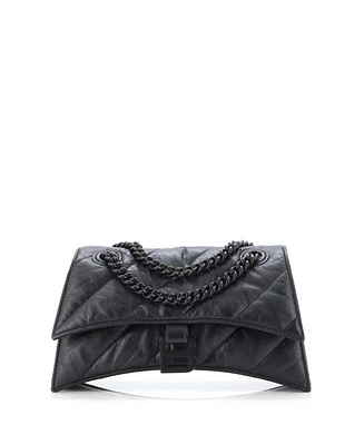 Pre-Owned Balenciaga Small Crush Chain Flap Bag Quilted Crushed Calfskin