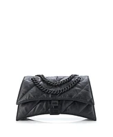 Pre-Owned Balenciaga Small Crush Chain Flap Bag Quilted Crushed Calfskin
