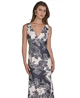 Halston Women's V-Neck Sleeveless Satin Gown