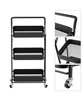 Mega Casa 5 tier Rolling Utility Cart with Lockable Wheels, Adjustable Baskets Metal Storage Cart for Home Kitchen
