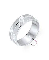 Bling Jewelry Stash Striped Pattern .925 Sterling Silver Eternity Band Ring 7MM Wide