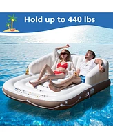 Gymax Floating Canopy Island Inflatable Pool Float Lounge Raft w/ Retractable Canopy