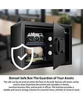 Bonsaii Safe, 0.6 Cubic Safe Box with Electronic Keypad, Removable Shelf, for Valuables Jewelry and Documents in Home, Hotel, or Business, 9.84"