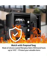 Bonsaii Safe Box with Fireproof Bag, Home Safe with Removable Shelf for Money Documents Jewelry Valuables, 0.6 Cubic Feet, 9.84"D x 13.78"W