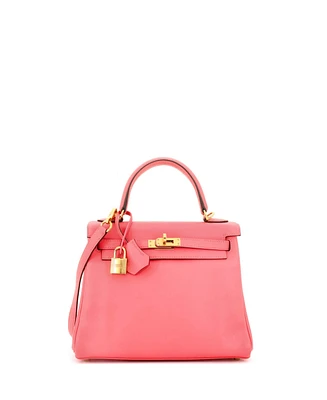 Pre-Owned Hermes Kelly 25 Handbag Pink Swift with Gold Hardware