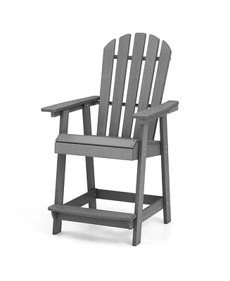 Gymax Tall Bar Stool Hdpe Chair w/ Armrest Footrest Home Indoor Outdoor Patio