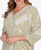 Hearts Of Palm Plus Embellished Printed Stretch Jersey Top