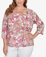 Hearts Of Palm Plus Printed Jungle Ivy Slub Top