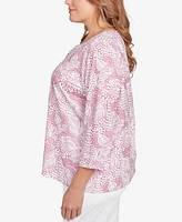 Hearts Of Palm Plus Printed Forest Path Slub Top