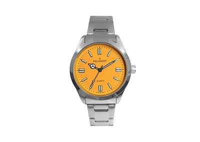 Peugeot Women's 36mm Sport Watch with Yellow Dial and Stainless Steel Bracelet