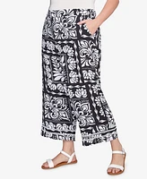 Ruby Rd. Plus Lotus Patchwork Crepe Capri Pants