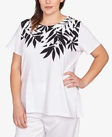 Ruby Rd. Plus Palm Print Top