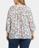 Nydj Plus Pintuck Blouse Sleeve Top