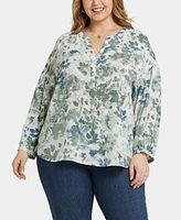 Nydj Plus Paulina Peasant Blouse Long Sleeve Top
