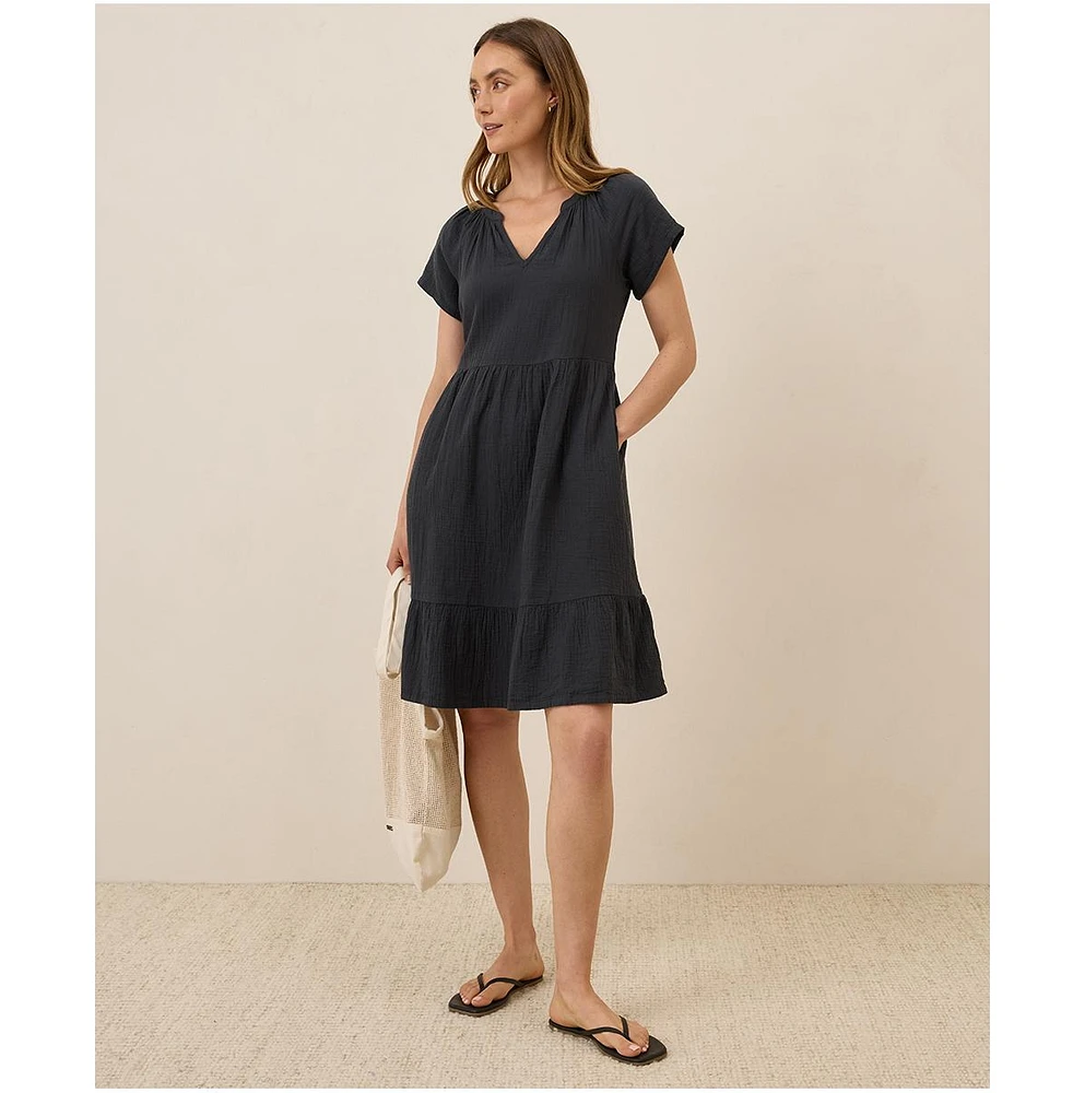 Pact Women's Organic Cotton Coastal Double Gauze Breezy Dress