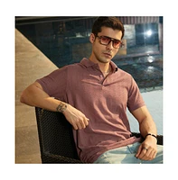 Campus Sutra Men's Grape Purple Texture-Lined Polo T-Shirt