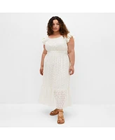 City Chic Plus Sweet Broderie Midi Dress