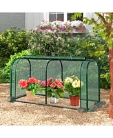 Mini Tunnel Greenhouse with Ventilated Roll-Up Zipper Door for Small Garden Spaces