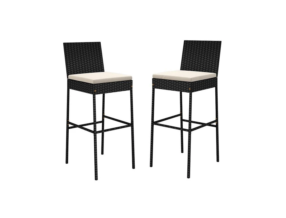Patio Barstools Set of 2 with Footrest and Backrest for Backyard