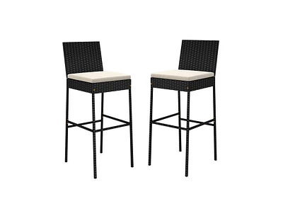 Patio Barstools Set of 2 with Footrest and Backrest for Backyard