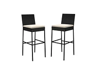Patio Barstools Set of 2 with Footrest and Backrest for Backyard
